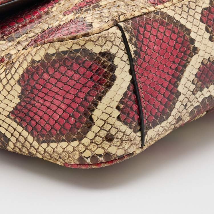 Pre Owned Gucci Multicolor Python Leather Small GG Marmont Shoulder Bag
