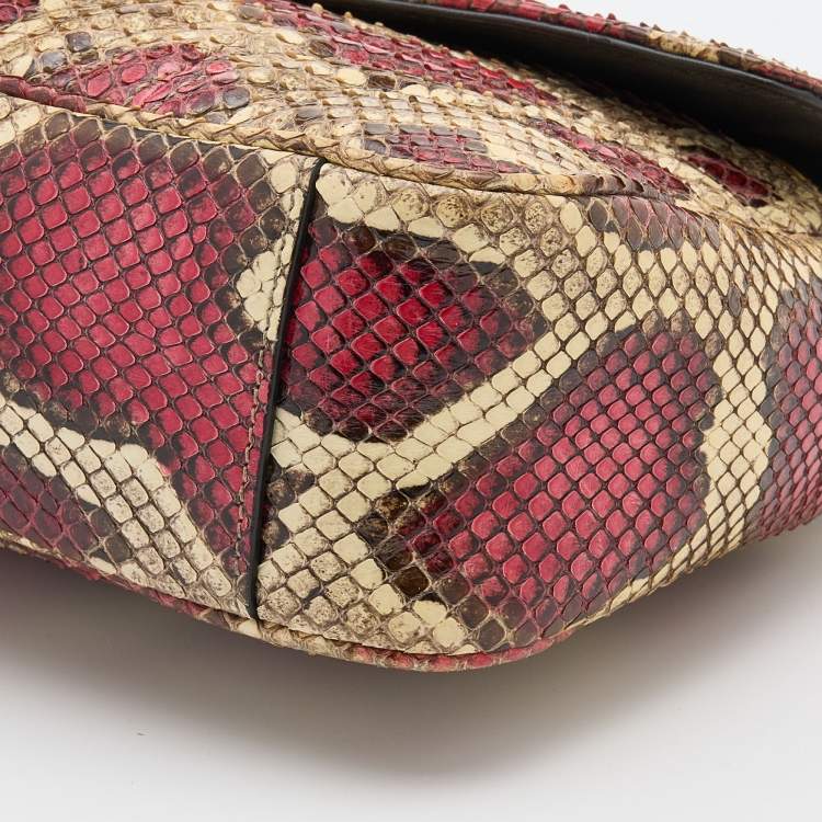 Pre Owned Gucci Multicolor Python Leather Small GG Marmont Shoulder Bag