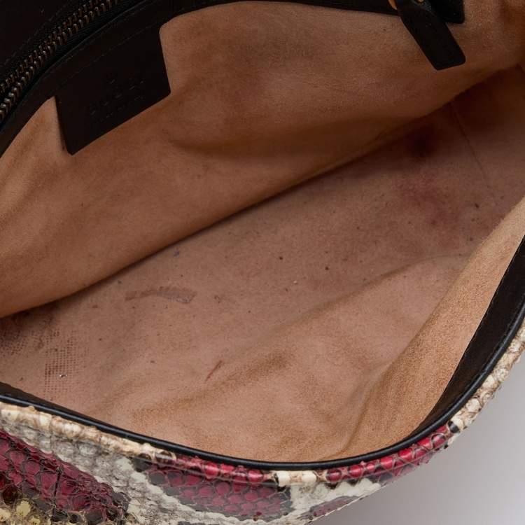 Pre Owned Gucci Multicolor Python Leather Small GG Marmont Shoulder Bag