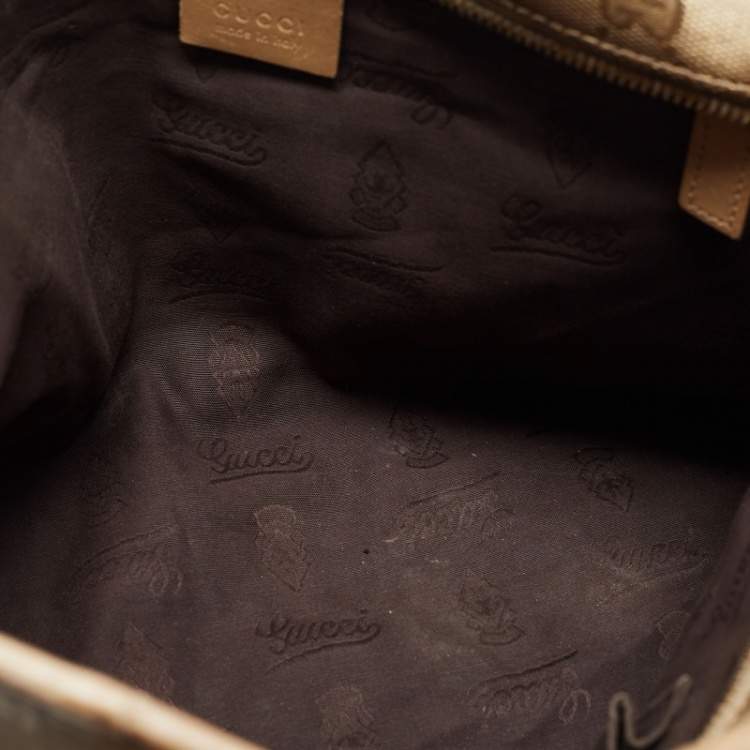 Pre Owned Gucci Gold GG Imprime Canvas Joy Tote