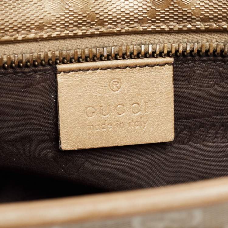 Pre Owned Gucci Gold GG Imprime Canvas Joy Tote
