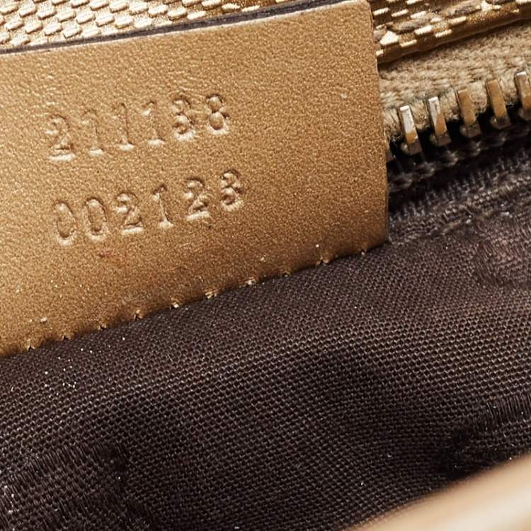 Pre Owned Gucci Gold GG Imprime Canvas Joy Tote