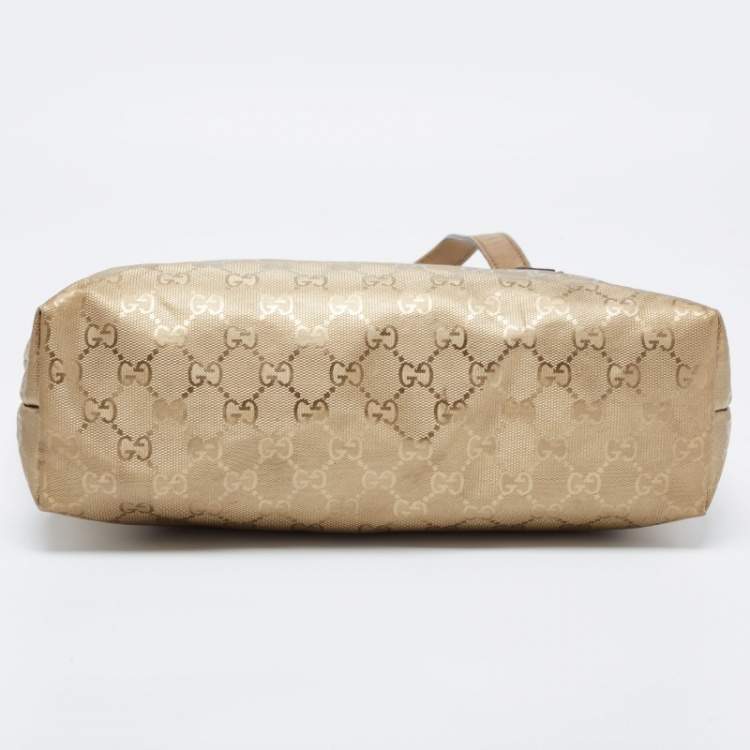 Pre Owned Gucci Gold GG Imprime Canvas Joy Tote