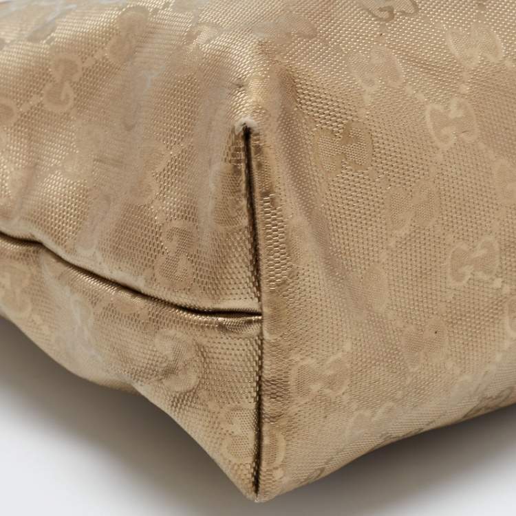 Pre Owned Gucci Gold GG Imprime Canvas Joy Tote