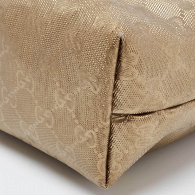 Pre Owned Gucci Gold GG Imprime Canvas Joy Tote