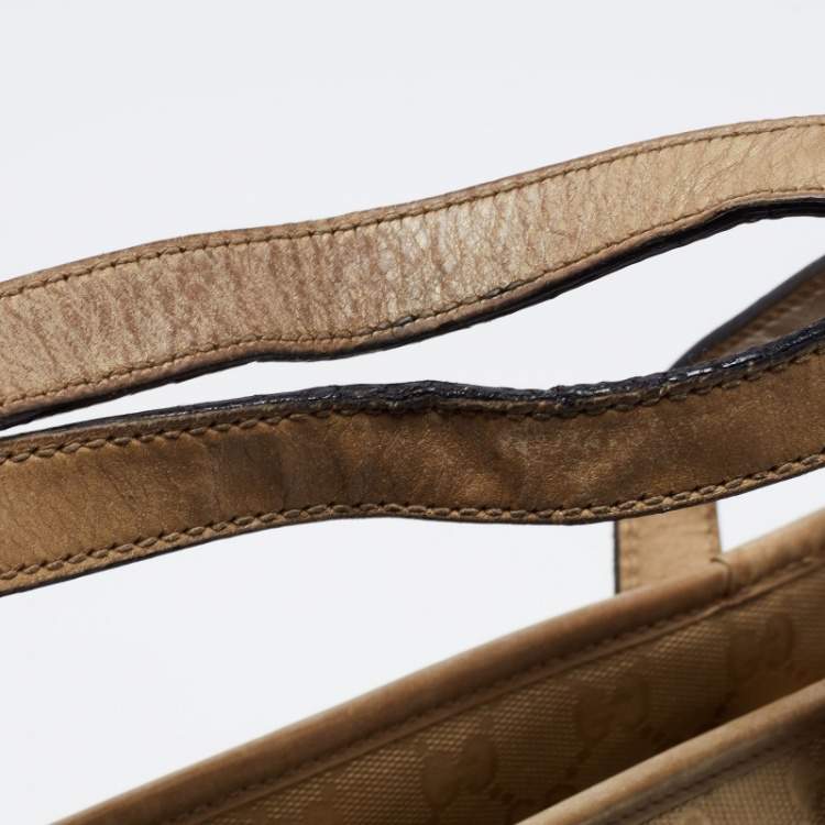 Pre Owned Gucci Gold GG Imprime Canvas Joy Tote
