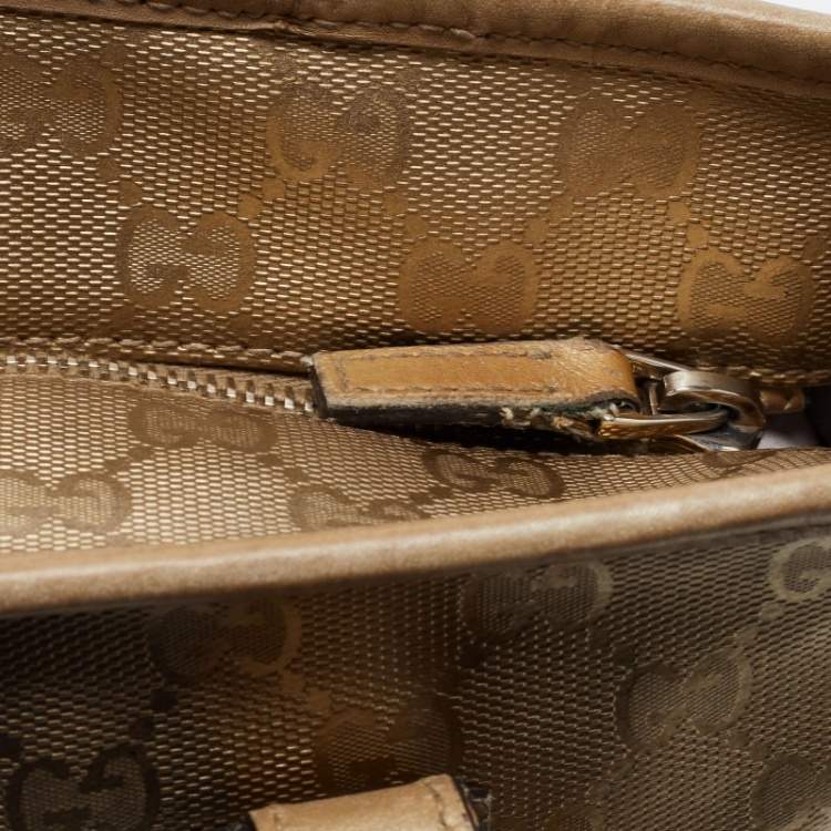 Pre Owned Gucci Gold GG Imprime Canvas Joy Tote