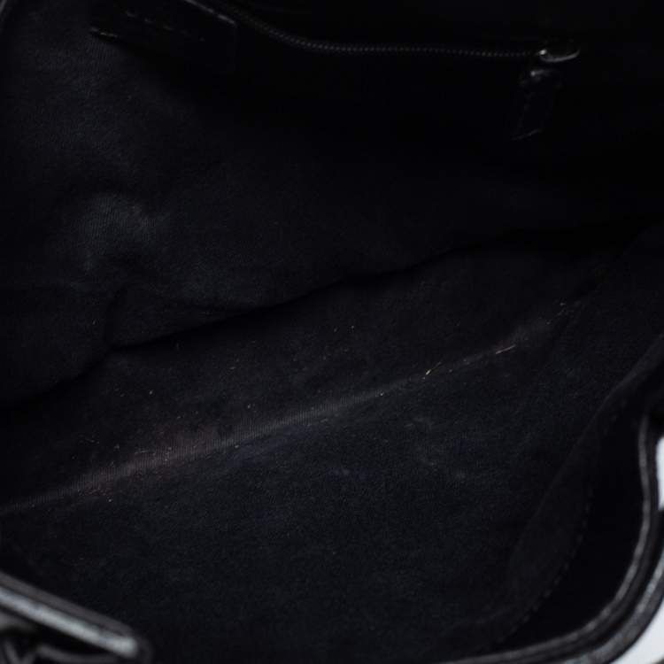 Pre Owned Gucci Black GG Canvas and Leather Belt Tote