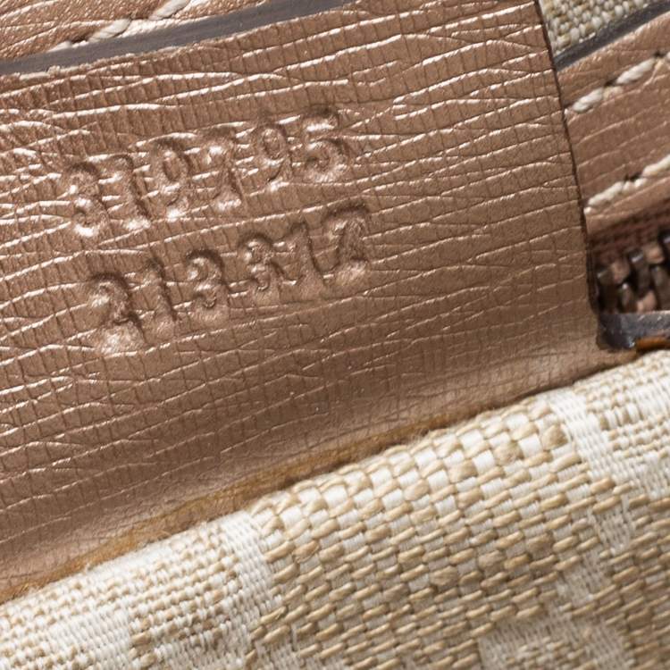 Pre Owned Gucci Metallic Beige Leather Bright Bit Tote