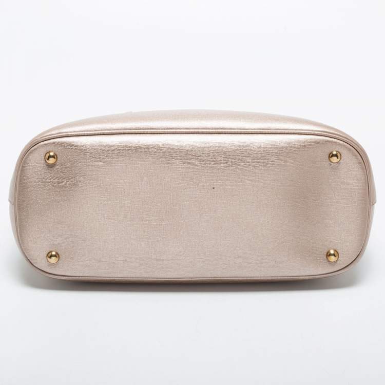 Pre Owned Gucci Metallic Beige Leather Bright Bit Tote