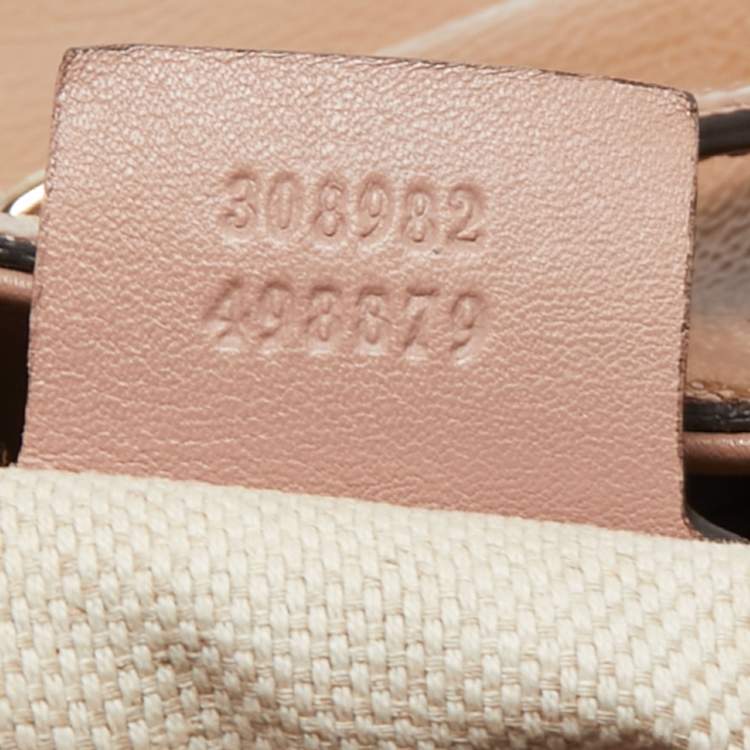 Pre Owned Gucci  Beige Patent Leather Medium Soho Chain Tote