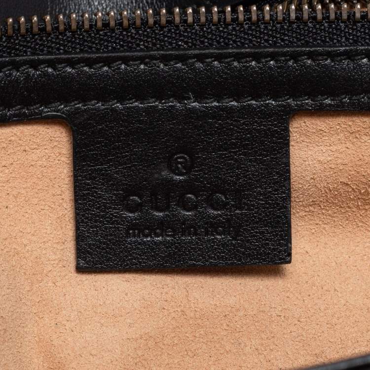 Pre Owned Gucci Black Matelassé Leather Small GG Marmont Shoulder Bag