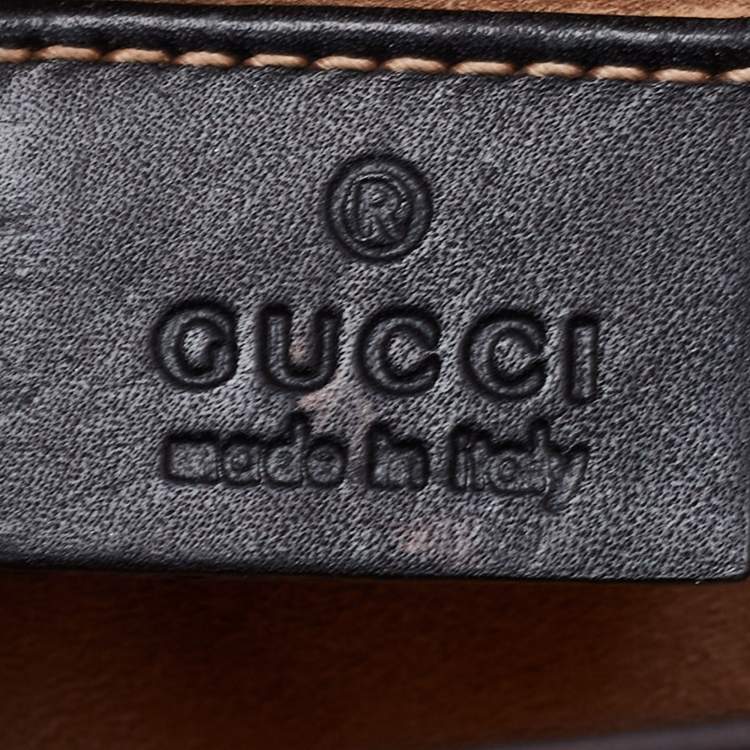 Pre Owned Gucci Black Leather Mini Web Chain Sylvie Top Handle Bag