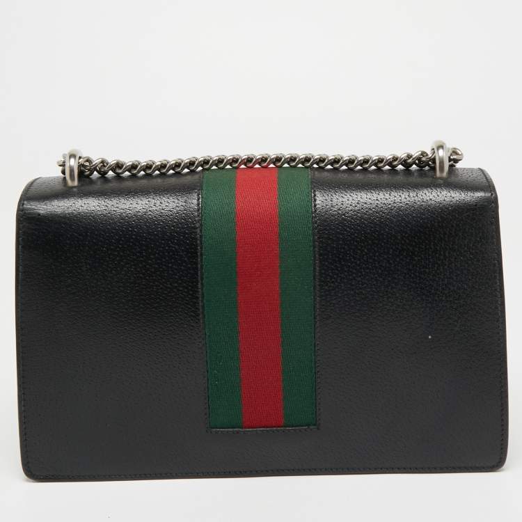 Pre Owned Gucci Black Leather Small Dionysus Web Shoulder Bag