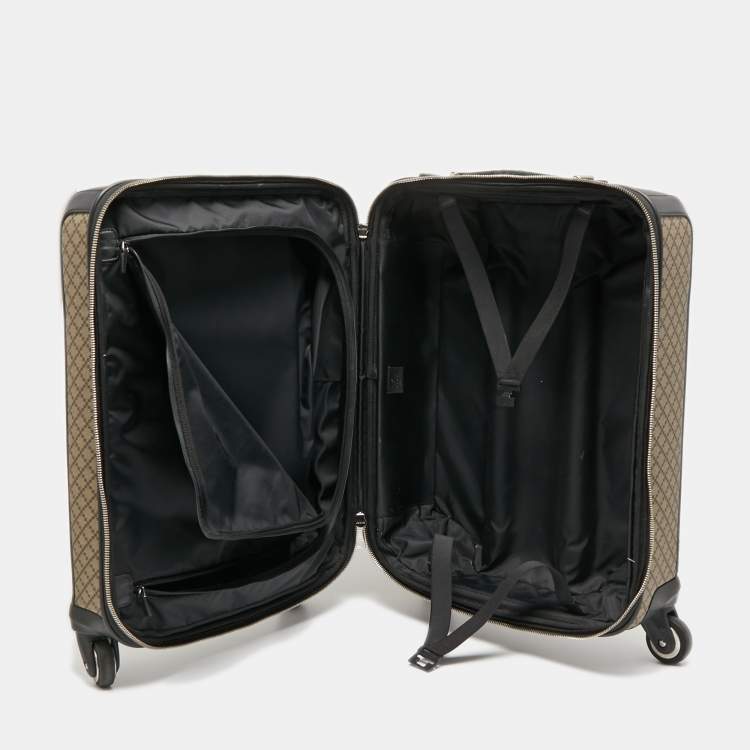 مملوكة مسبقًا Gucci Beige/Ebony Diamante Supreme Canvas Four Wheel Carry-On Suitcase