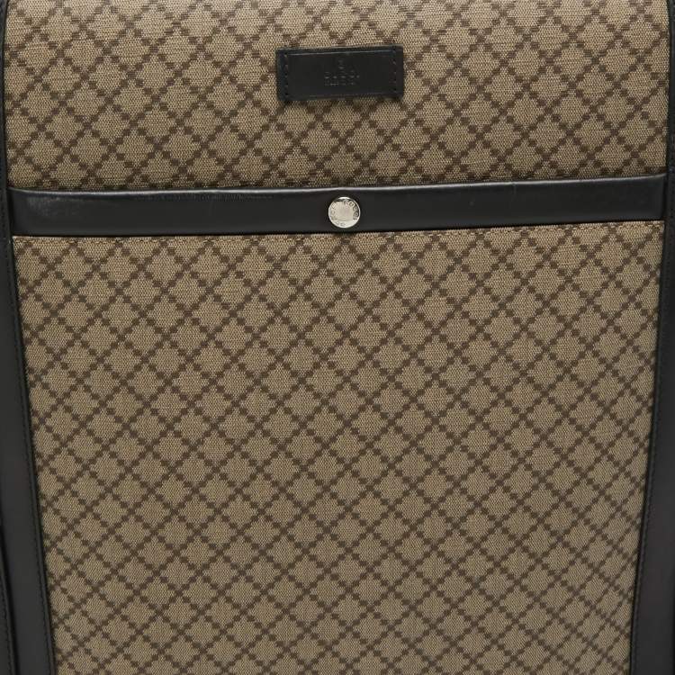 مملوكة مسبقًا Gucci Beige/Ebony Diamante Supreme Canvas Four Wheel Carry-On Suitcase