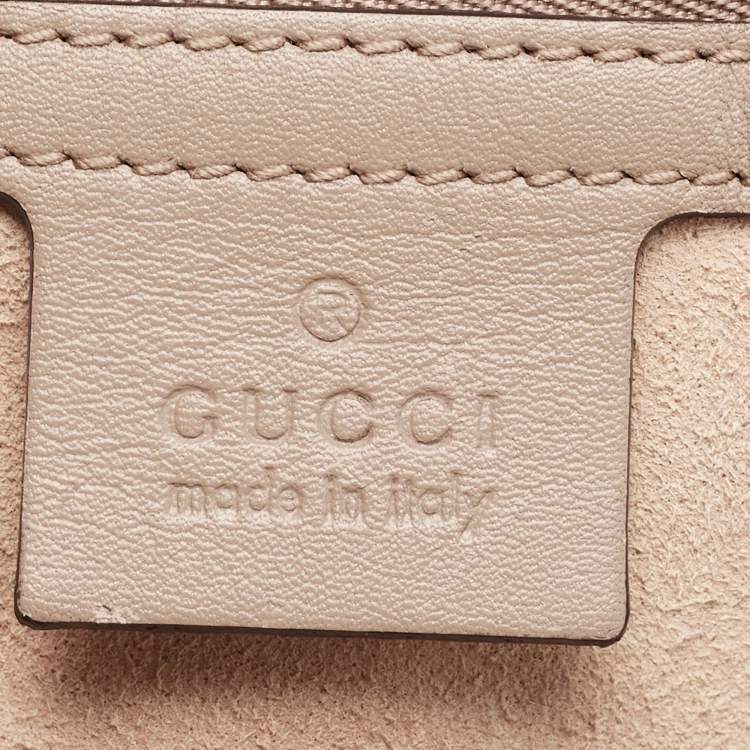 Pre Owned Gucci Dusty Pink Matelassé Leather Medium GG Marmont Chain Tote