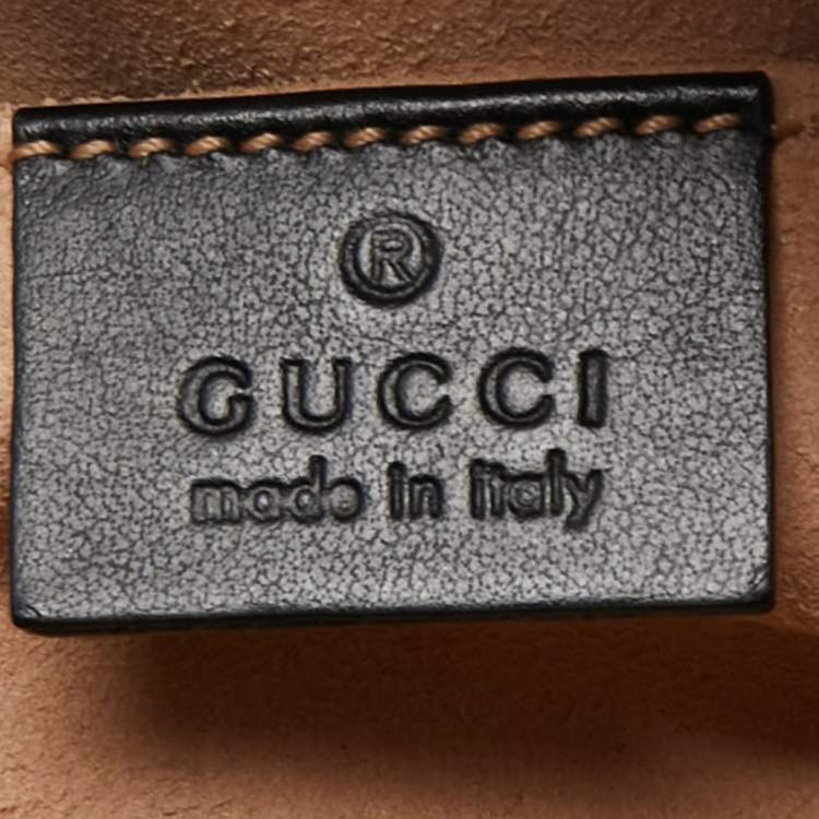 Pre Owned Gucci Black Matelassé Leather GG Marmont Animal Stud Belt Bag