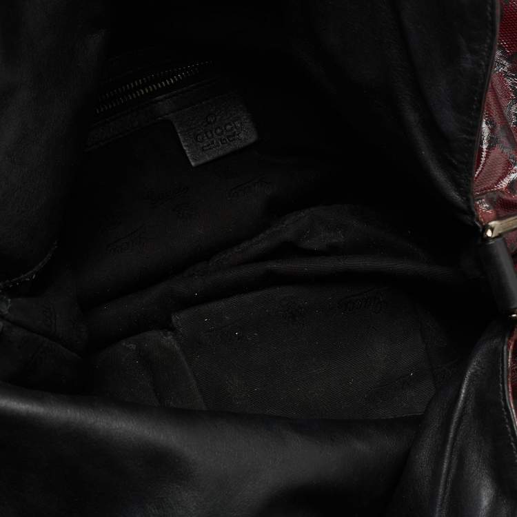 مملوكة مسبقًا Gucci Burgundy GG Crystal Canvas and Leather Large Hysteria Hobo