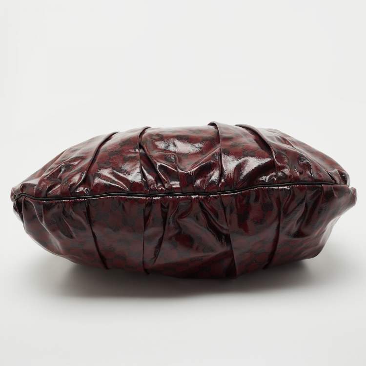مملوكة مسبقًا Gucci Burgundy GG Crystal Canvas and Leather Large Hysteria Hobo