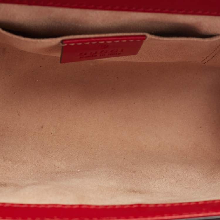 Pre Owned Gucci Red Guccissima Leather Small Padlock Shoulder Bag