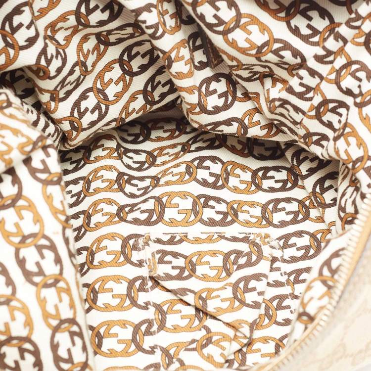 Pre Owned Gucci Beige/Gold GG Canvas and Leather Large Princy Hobo
