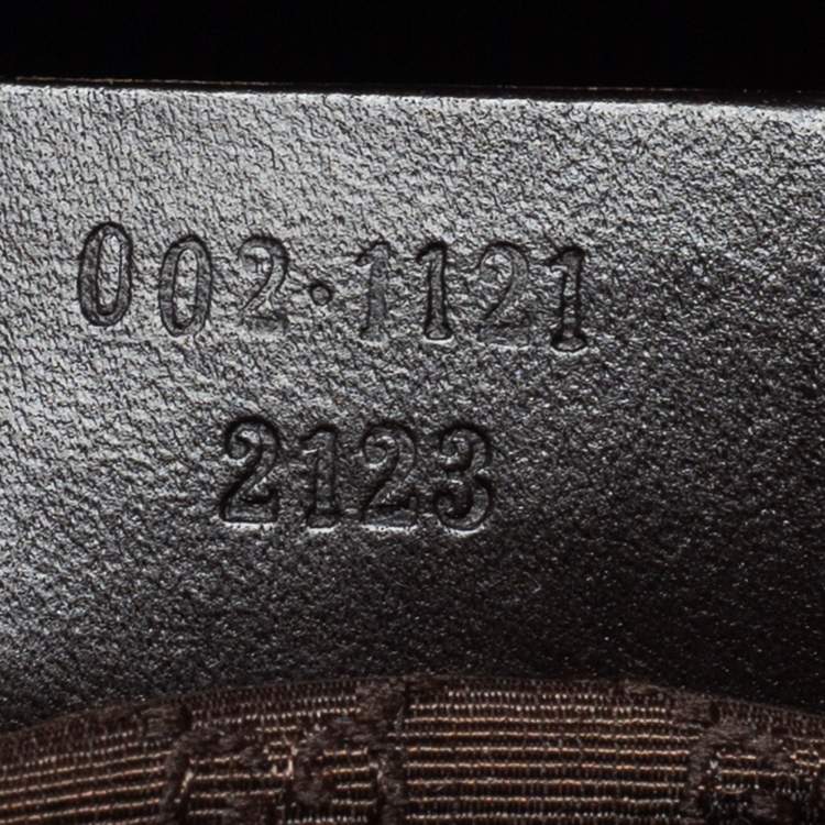 Pre Owned Gucci Khaki Brown/Black Canvas and Leather Large Vintage Web Shopper Tote