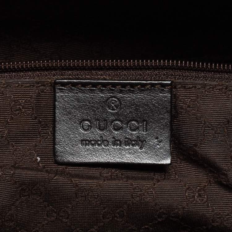 Pre Owned Gucci Khaki Brown/Black Canvas and Leather Large Vintage Web Shopper Tote