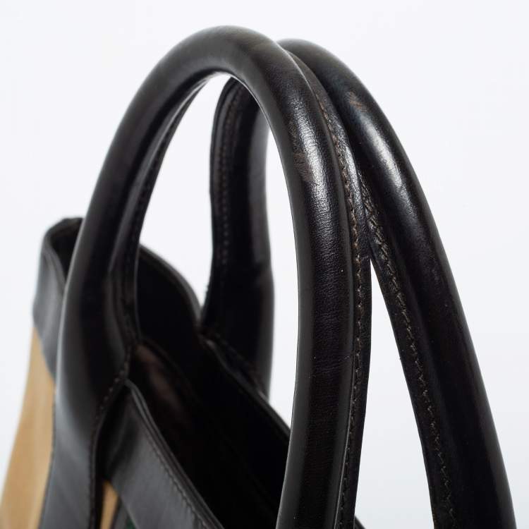 Pre Owned Gucci Khaki Brown/Black Canvas and Leather Large Vintage Web Shopper Tote