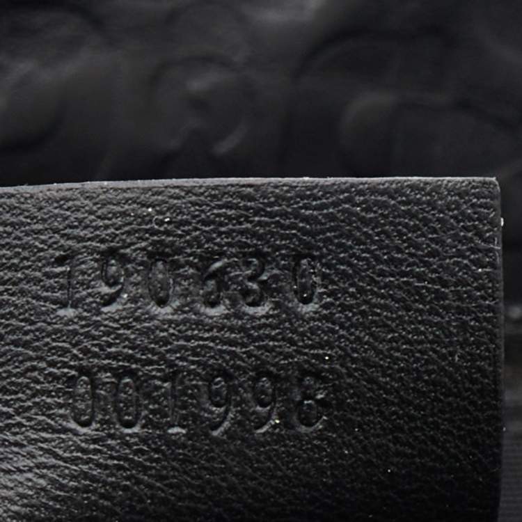 Pre Owned Gucci Black Horsebit Embossed Leather Large Tote