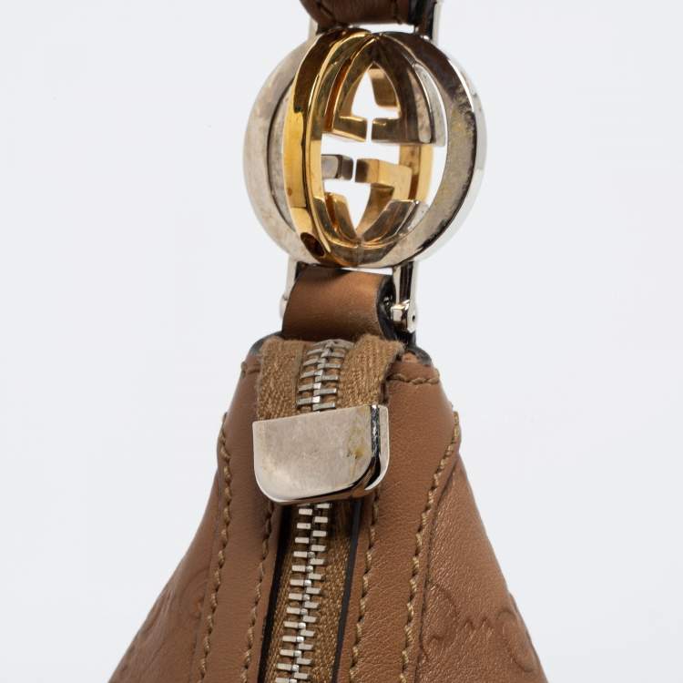 Pre Owned Gucci brown Guccissima Leather Medium GG Twins Hobo