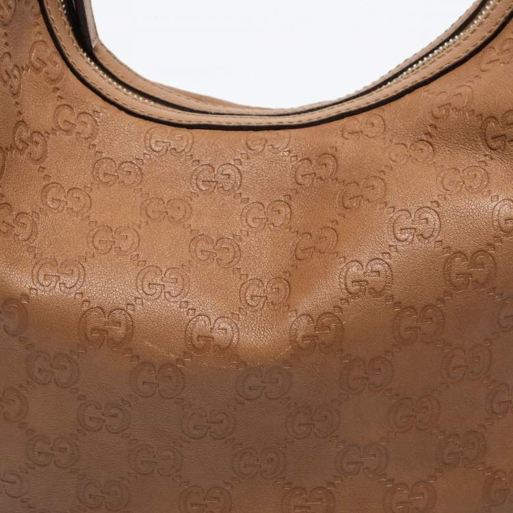 Pre Owned Gucci brown Guccissima Leather Medium GG Twins Hobo