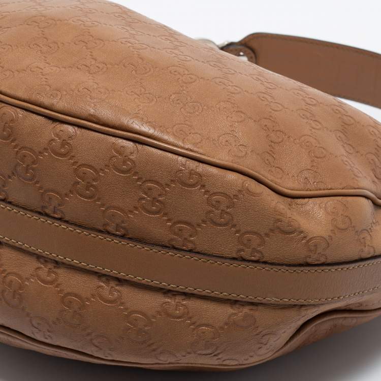 Pre Owned Gucci brown Guccissima Leather Medium GG Twins Hobo