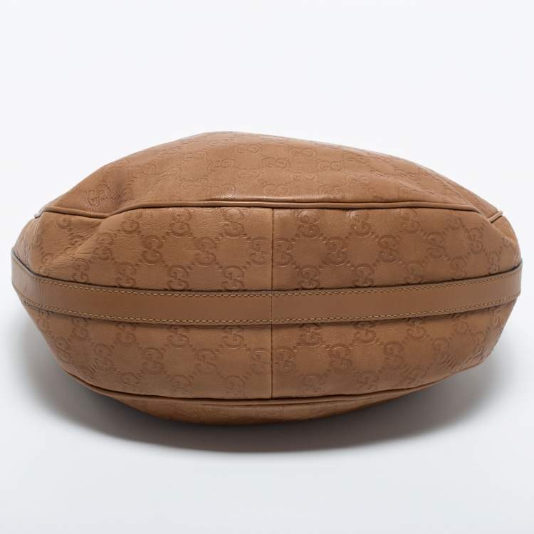 Pre Owned Gucci brown Guccissima Leather Medium GG Twins Hobo