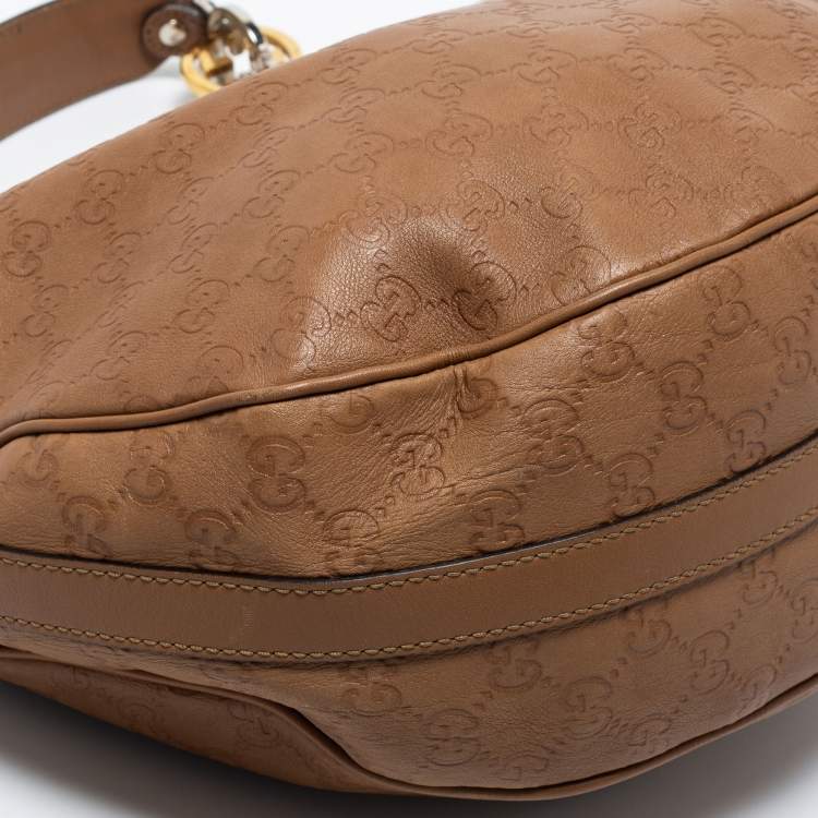 Pre Owned Gucci brown Guccissima Leather Medium GG Twins Hobo