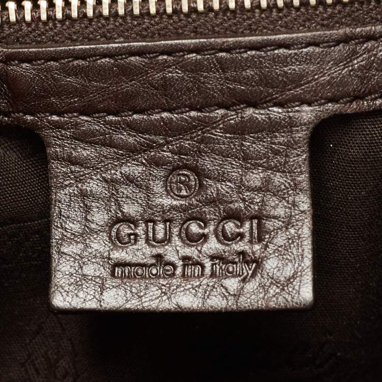 مملوكة مسبقًا Gucci Dark Brown Leather Web Shoulder Bag