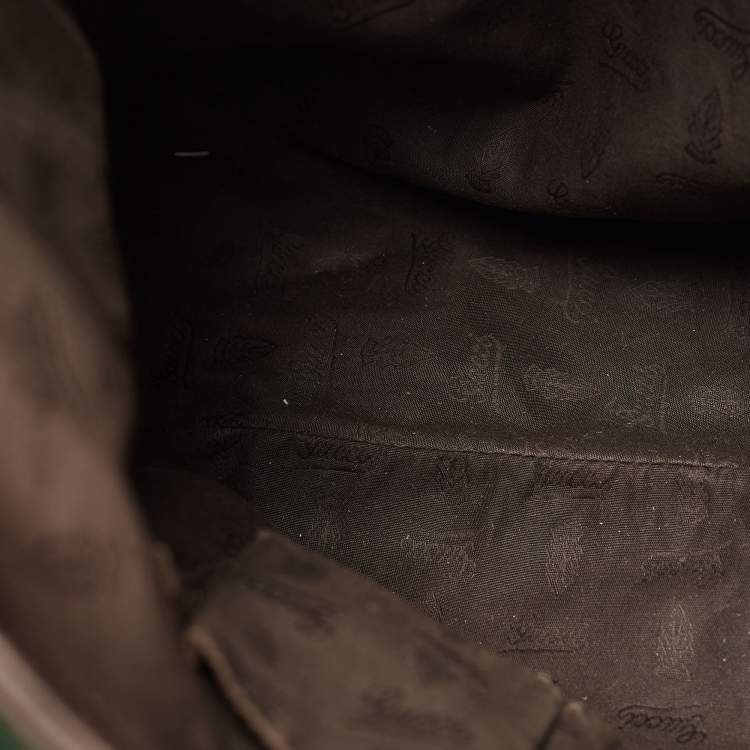 مملوكة مسبقًا Gucci Dark Brown Leather Web Shoulder Bag