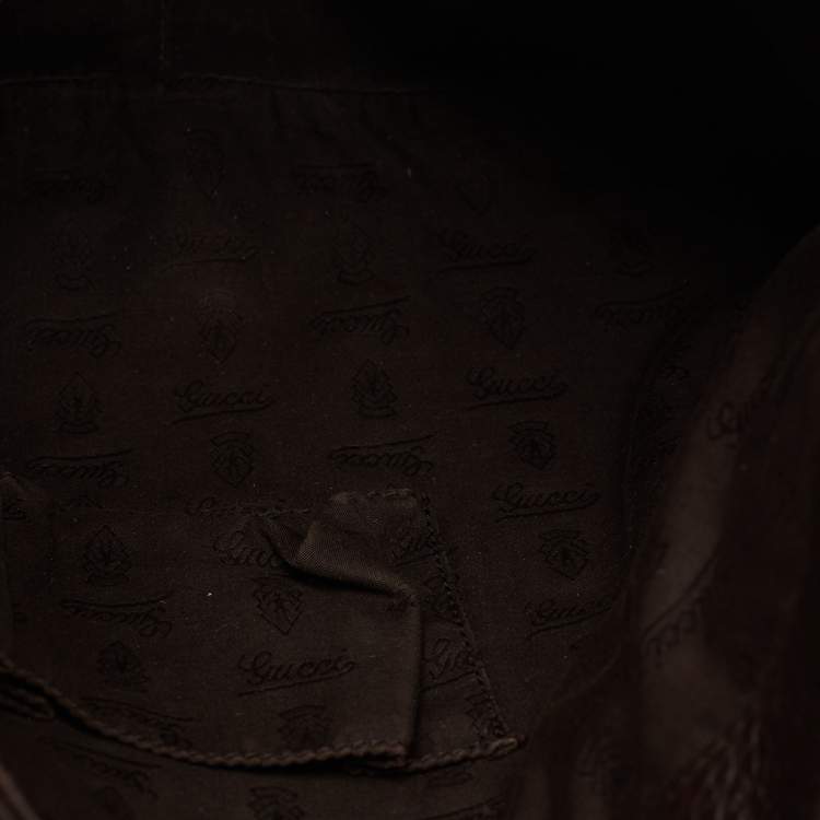 مملوكة مسبقًا Gucci Dark Brown Leather Web Shoulder Bag