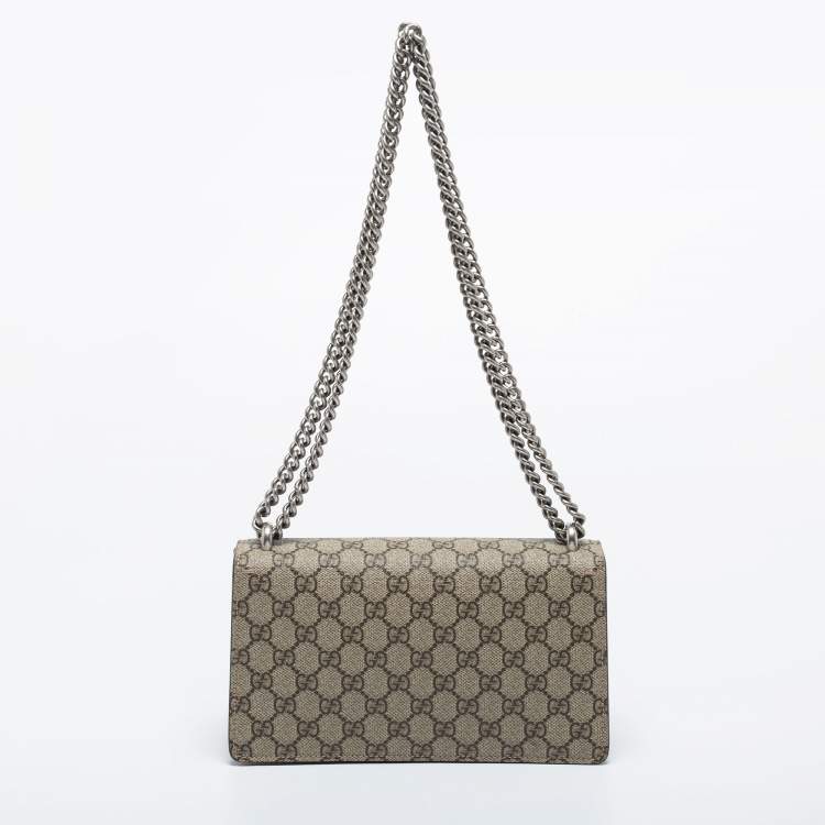 Pre Owned Gucci Beige GG Supreme Canvas and Suede Dionysus Shoulder Bag