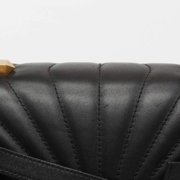 Pre Owned Gucci Black Quilted Leather Medium Queen Margaret Bamboo Top Handle Bag