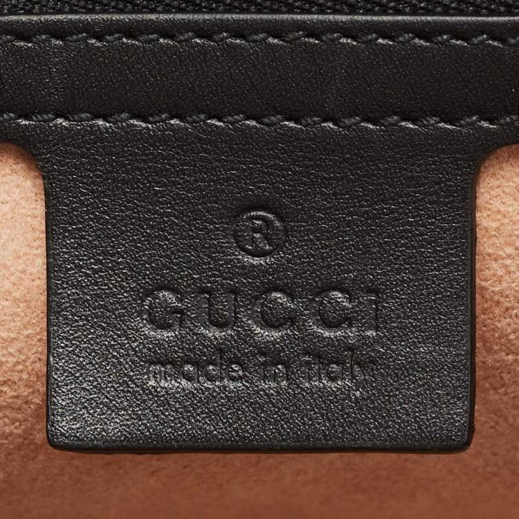 Pre Owned Gucci Black Quilted Leather Medium Queen Margaret Bamboo Top Handle Bag