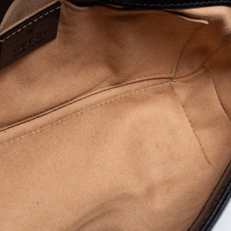 Pre Owned Gucci Black Matelassé Leather GG Marmont Super Small Shoulder Bag