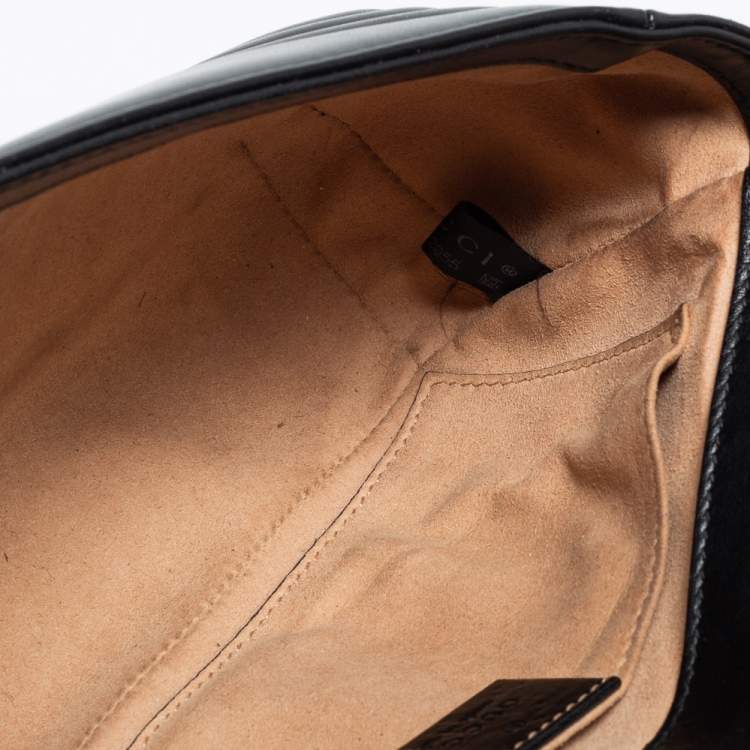 Pre Owned Gucci Black Matelassé Leather GG Marmont Super Small Shoulder Bag