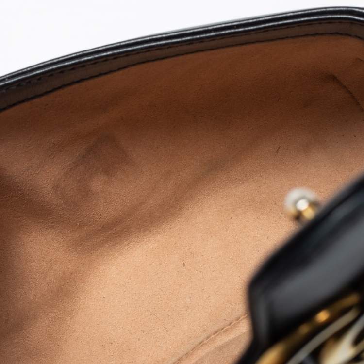 Pre Owned Gucci Black Matelassé Leather GG Marmont Super Small Shoulder Bag