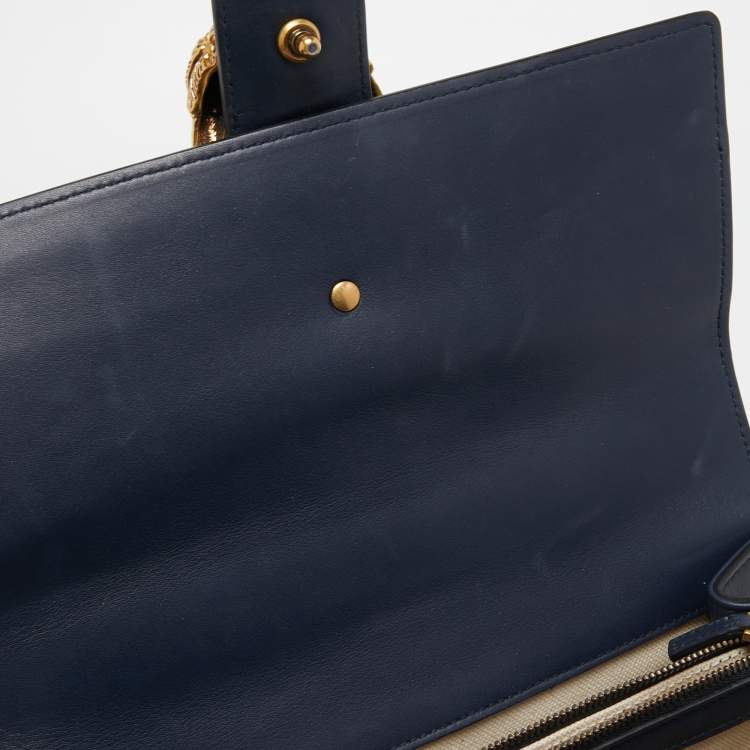 Pre Owned Gucci Tri Color Leather Medium Dionysus Bamboo Top Handle Bag