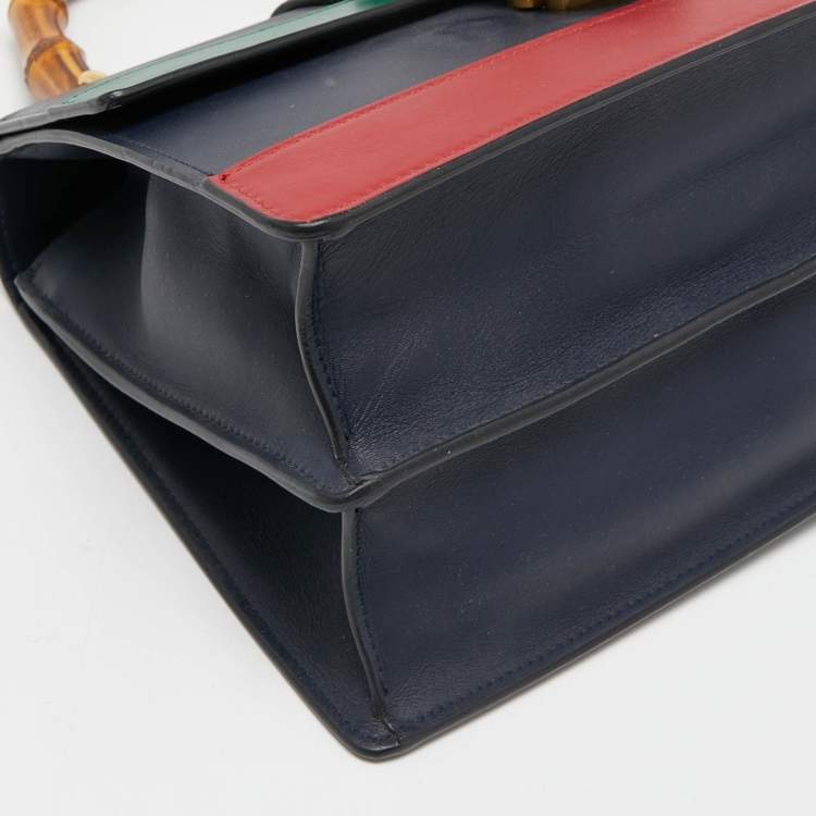 Pre Owned Gucci Tri Color Leather Medium Dionysus Bamboo Top Handle Bag