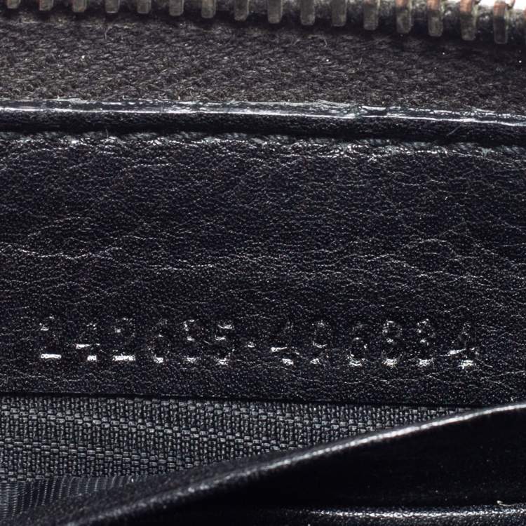 Pre Owned Gucci Black Guccissima Leather Continental Zip Around Wallet