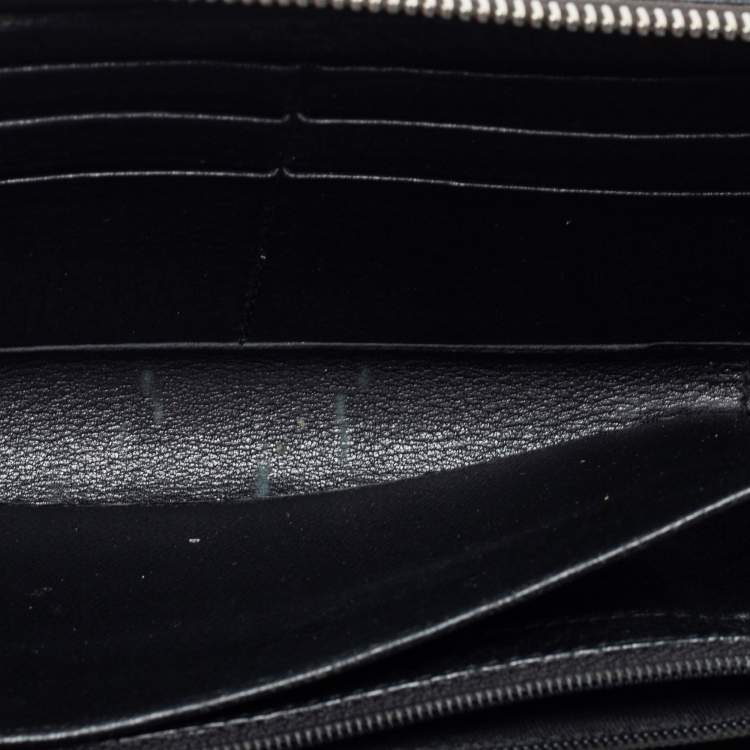 Pre Owned Gucci Black Guccissima Leather Continental Zip Around Wallet