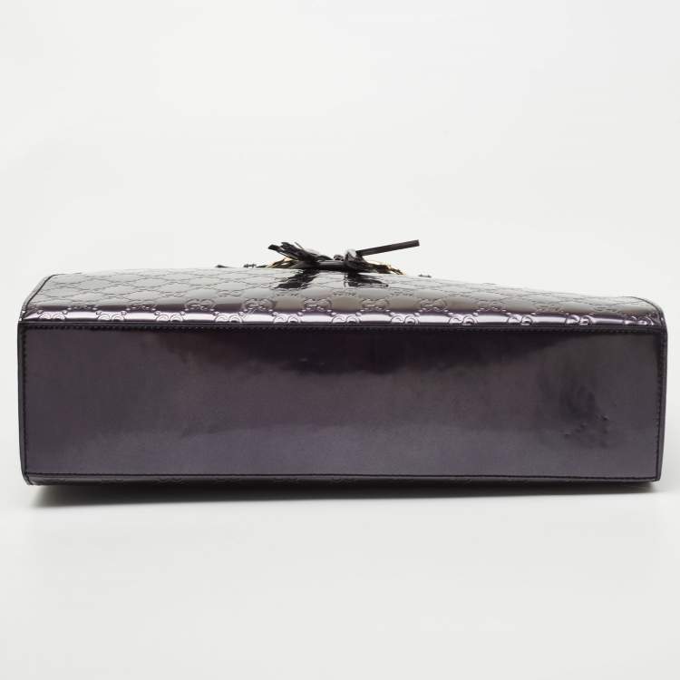 Pre Owned Gucci Metallic Purple Guccissima Patent Leather Large Emily Chain Shoulder Bag