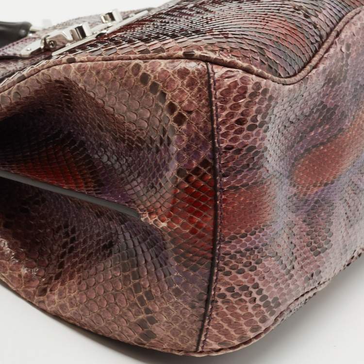 Pre Owned Gucci Multicolor Python Leather Lady Lock Top Handle Bag